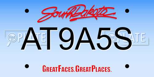 AT9A5S South Dakota License Plate