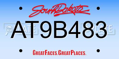 AT9B483 South Dakota License Plate