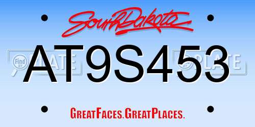 AT9S453 South Dakota License Plate