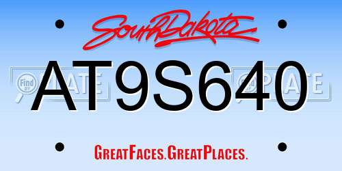 AT9S640 South Dakota License Plate