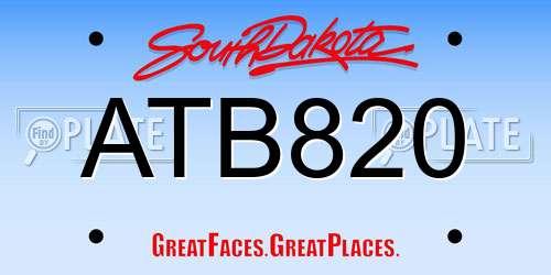 ATB820 South Dakota License Plate