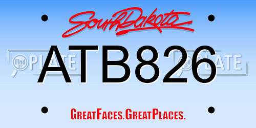 ATB826 South Dakota License Plate