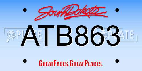 ATB863 South Dakota License Plate
