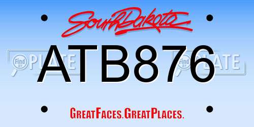 ATB876 South Dakota License Plate
