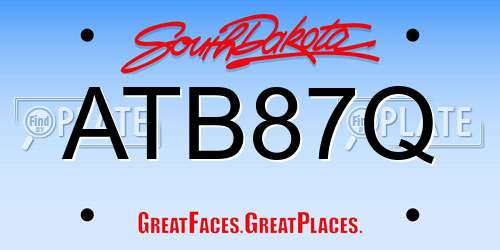 ATB87Q South Dakota License Plate
