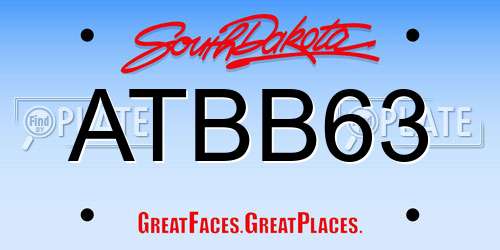 ATBB63 South Dakota License Plate
