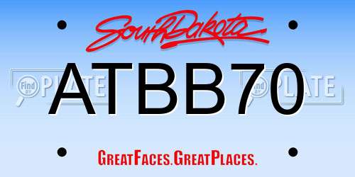 ATBB70 South Dakota License Plate