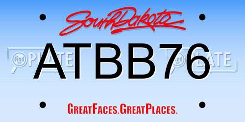 ATBB76 South Dakota License Plate