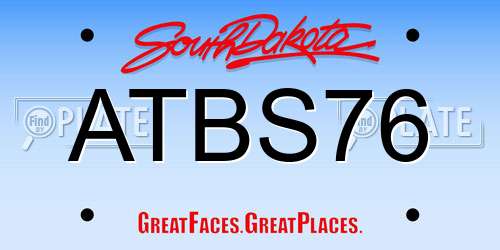 ATBS76 South Dakota License Plate