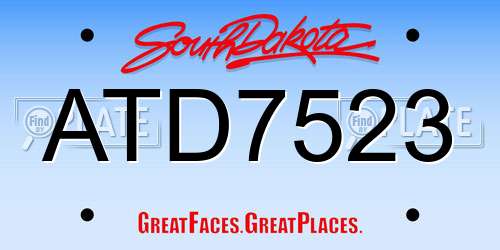 ATD7523 South Dakota License Plate