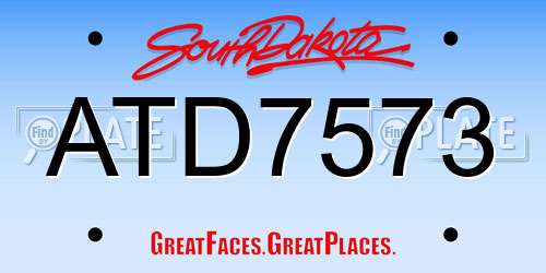 ATD7573 South Dakota License Plate