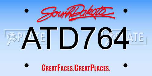 ATD764 South Dakota License Plate