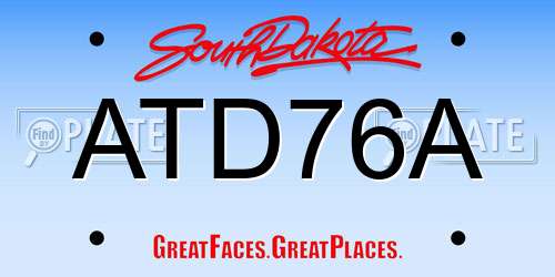 ATD76A South Dakota License Plate