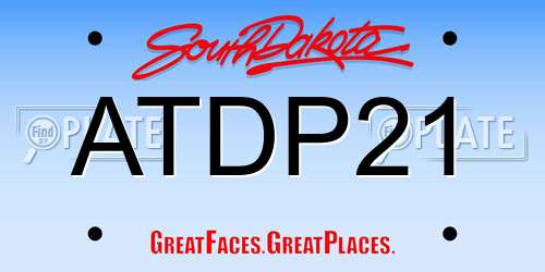 ATDP21 South Dakota License Plate