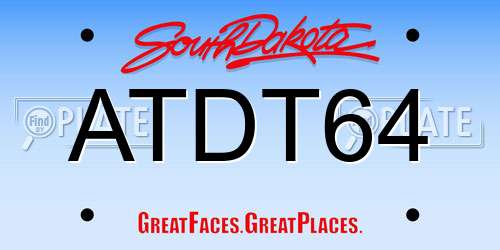 ATDT64 South Dakota License Plate