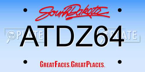 ATDZ64 South Dakota License Plate