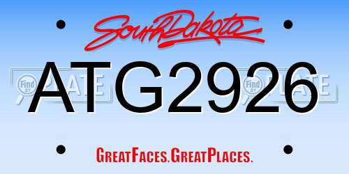 ATG2926 South Dakota License Plate