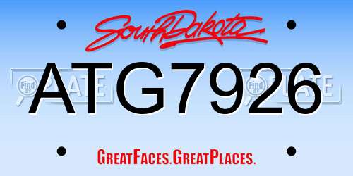 ATG7926 South Dakota License Plate