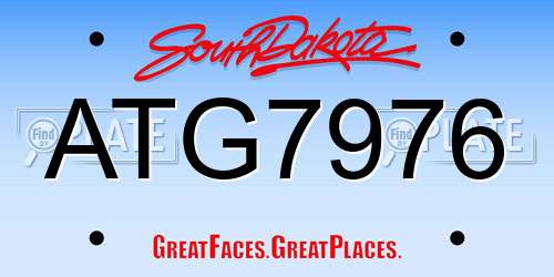 ATG7976 South Dakota License Plate