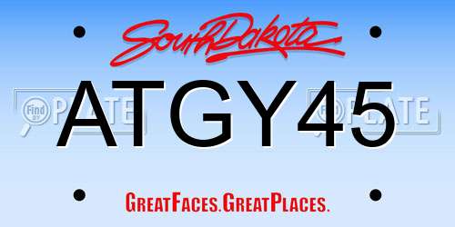 ATGY45 South Dakota License Plate