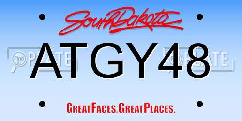 ATGY48 South Dakota License Plate