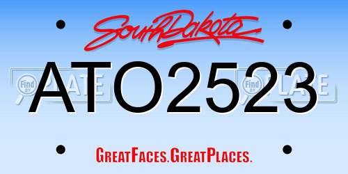 ATO2523 South Dakota License Plate