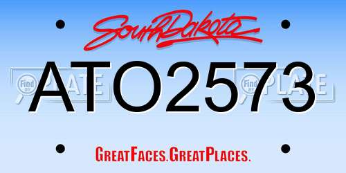 ATO2573 South Dakota License Plate