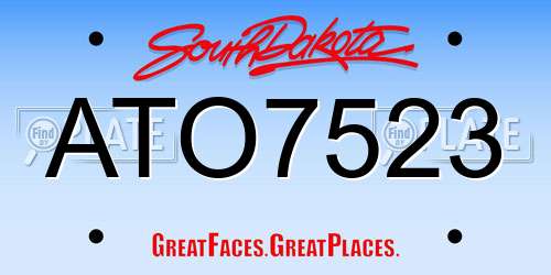 ATO7523 South Dakota License Plate