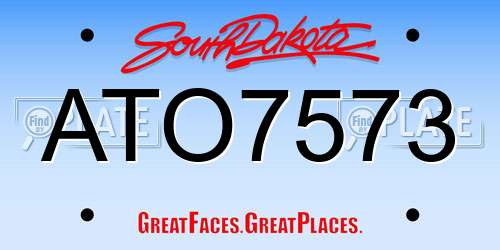 ATO7573 South Dakota License Plate