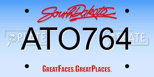 ATO764 South Dakota License Plate