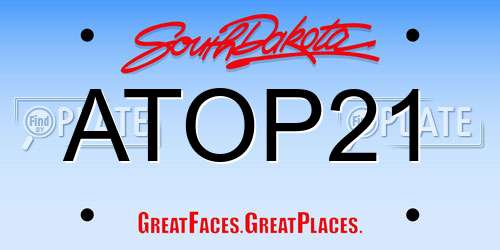 ATOP21 South Dakota License Plate