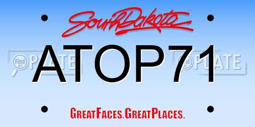 ATOP71 South Dakota License Plate