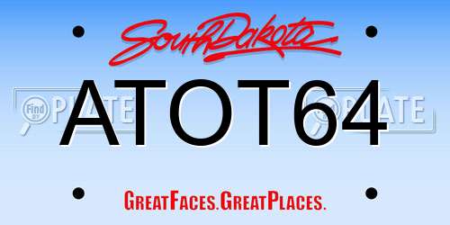 ATOT64 South Dakota License Plate