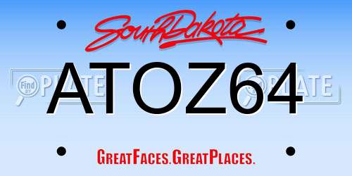 ATOZ64 South Dakota License Plate