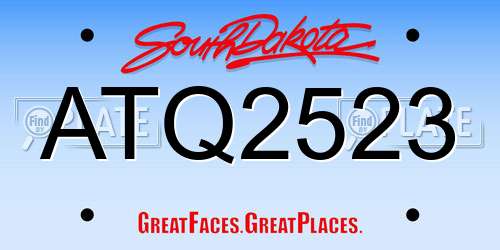 ATQ2523 South Dakota License Plate