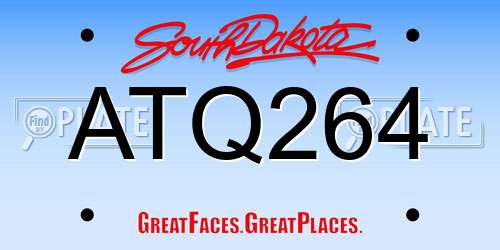 ATQ264 South Dakota License Plate