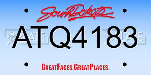 ATQ4183 South Dakota License Plate