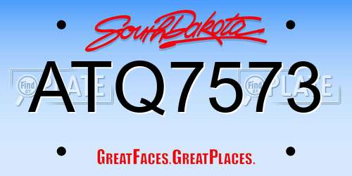 ATQ7573 South Dakota License Plate