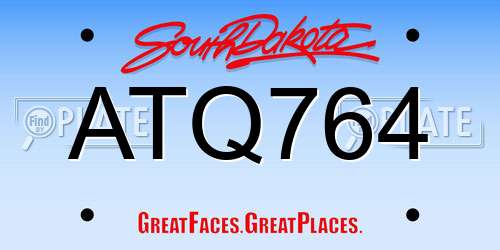 ATQ764 South Dakota License Plate