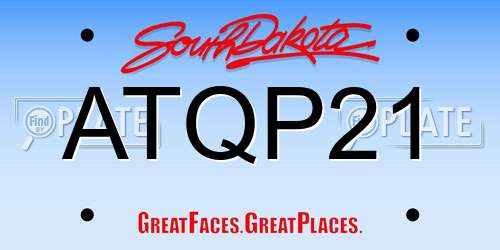 ATQP21 South Dakota License Plate