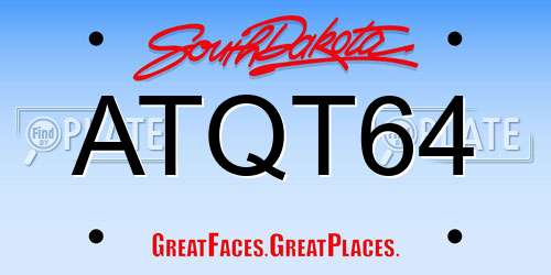ATQT64 South Dakota License Plate