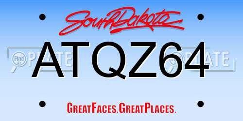ATQZ64 South Dakota License Plate
