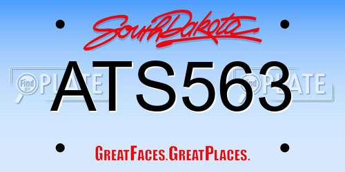 ATS563 South Dakota License Plate