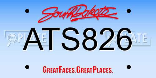 ATS826 South Dakota License Plate