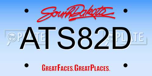 ATS82D South Dakota License Plate