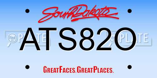 ATS82O South Dakota License Plate