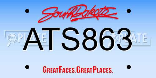 ATS863 South Dakota License Plate