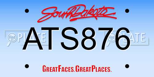ATS876 South Dakota License Plate
