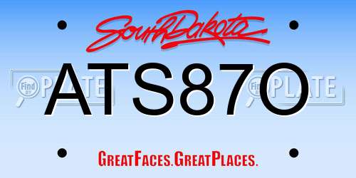 ATS87O South Dakota License Plate