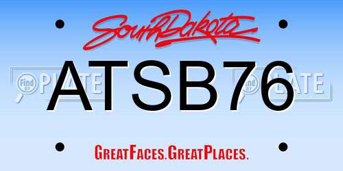 ATSB76 South Dakota License Plate